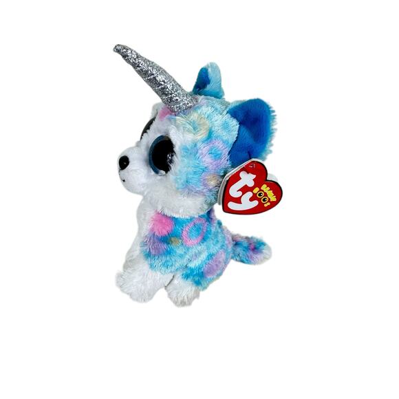 Ty Beanie Babies Beanie Boos Helena Rainbow Unicorn Husky Dog 6" TySilk - Picture 2 of 8